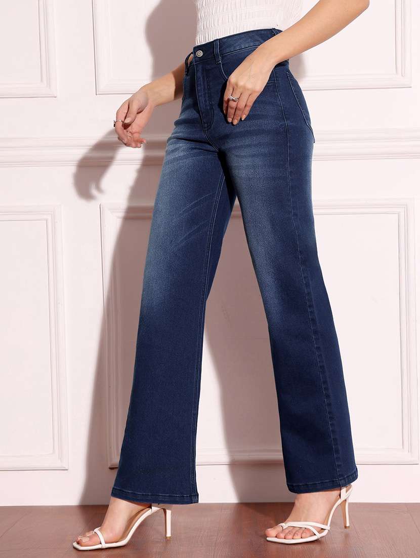 women solid high rise straight jeans - 22402865 -  Standard Image - 3