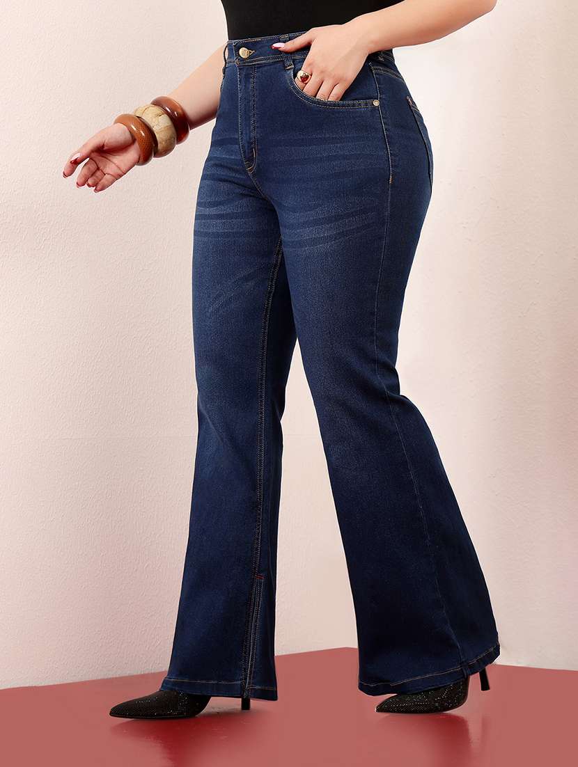 women solid high rise bootcut jeans - 22402873 -  Standard Image - 3