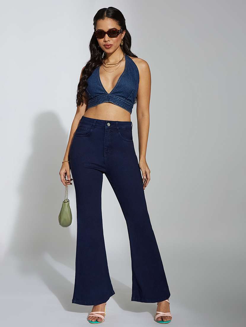 women solid high rise bootcut jeans - 22402883 -  Standard Image - 3