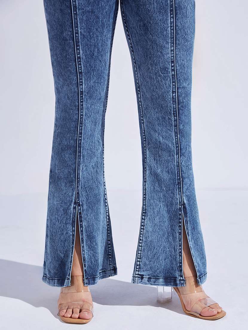 women solid high rise bootcut jeans - 22402887 -  Standard Image - 3