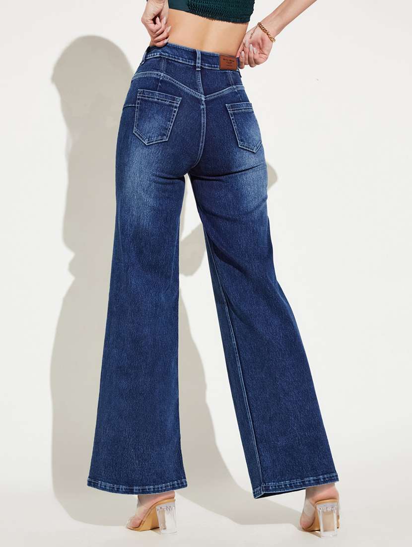 Women Solid High Rise Wide Leg Jeans - 22402899 -  Standard Image - 3