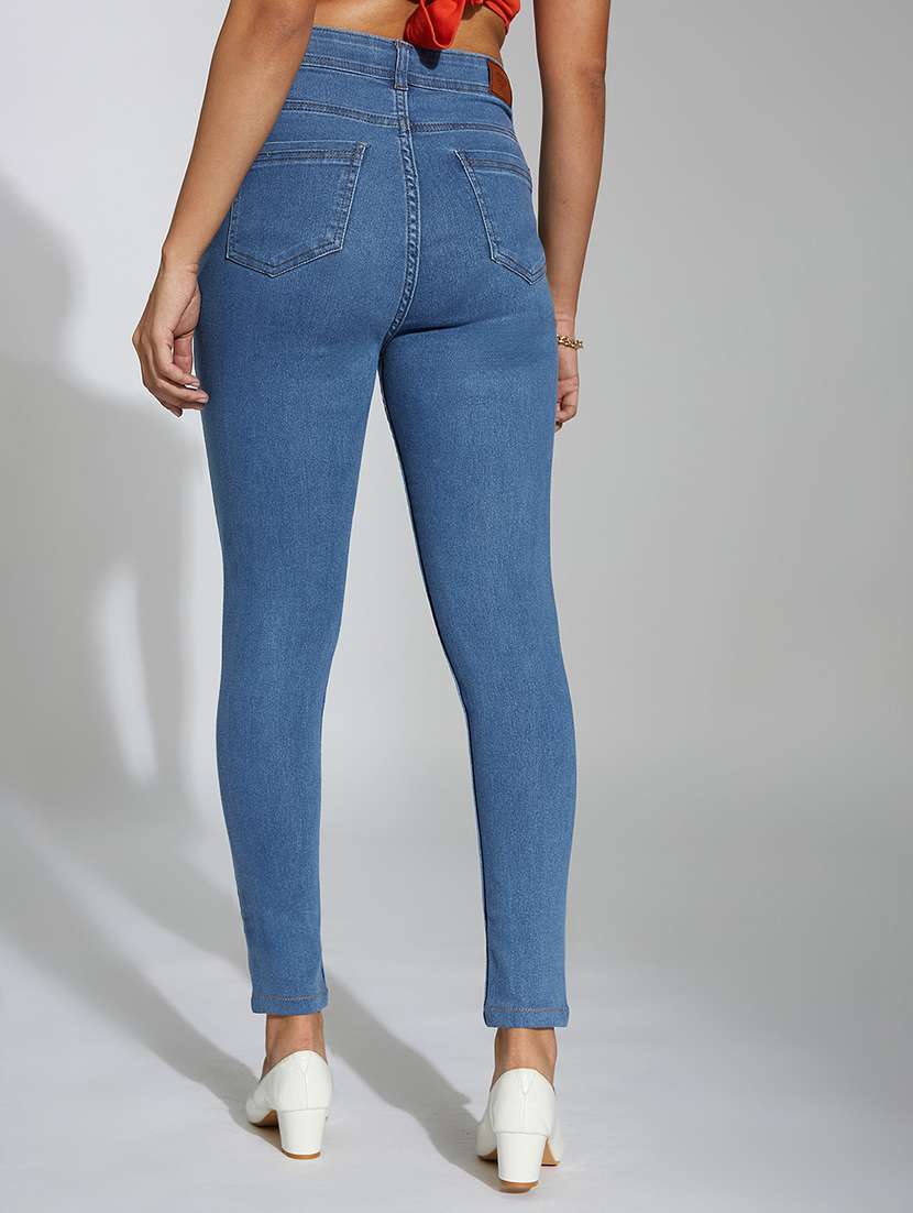women solid high rise skinny jeans - 22402934 -  Standard Image - 3