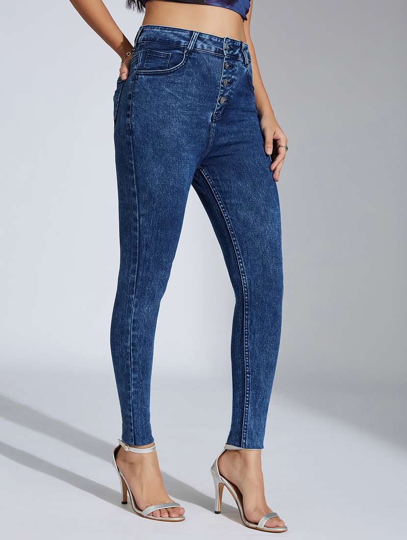 women solid high rise skinny jeans - 22402949 -  Standard Image - 3
