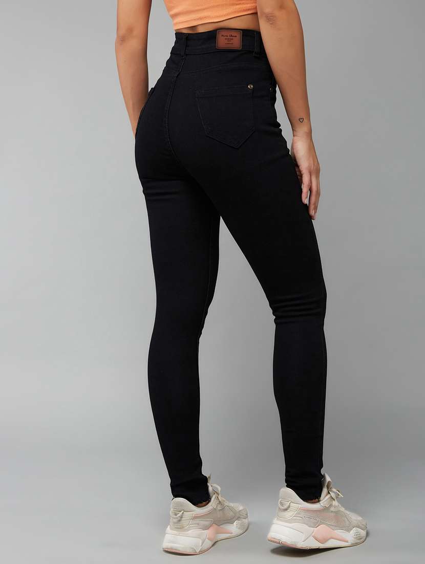 women solid high rise skinny jeans - 22402954 -  Standard Image - 3