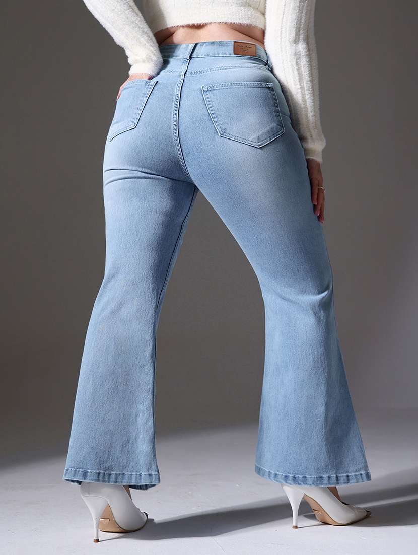 women solid high rise bootcut jeans - 22402977 -  Standard Image - 3
