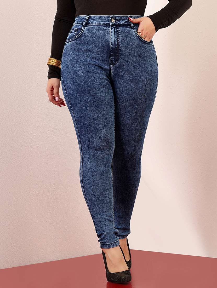 women solid high rise skinny jean