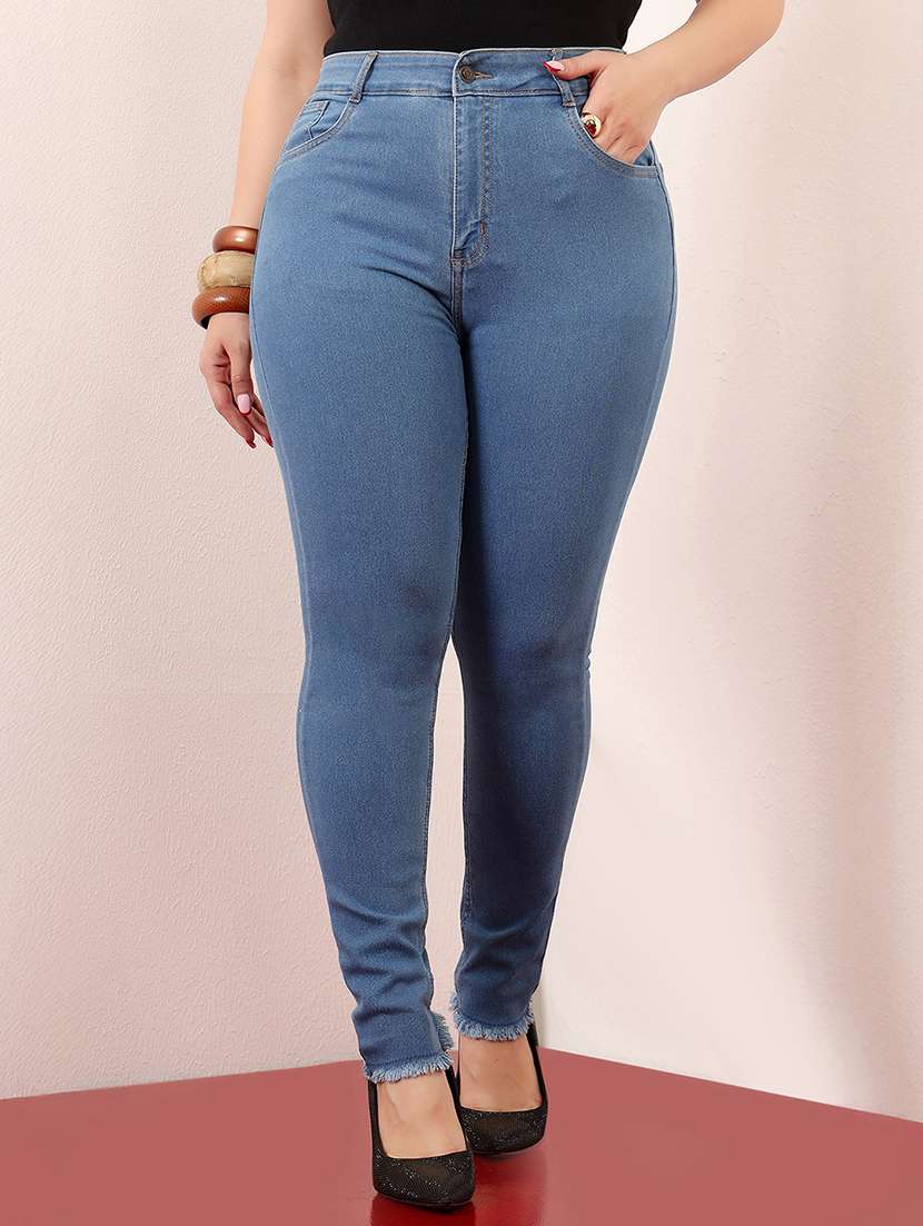women solid high rise skinny jean