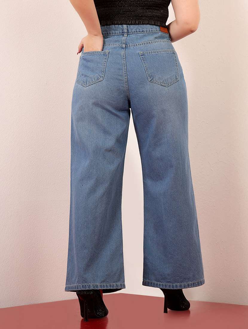 women solid high rise wide leg jeans - 22403003 -  Standard Image - 3