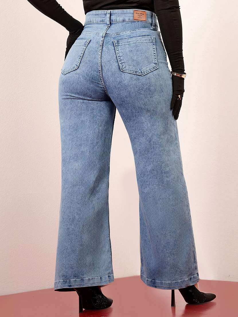 women solid high rise wide leg jeans - 22403004 -  Standard Image - 3