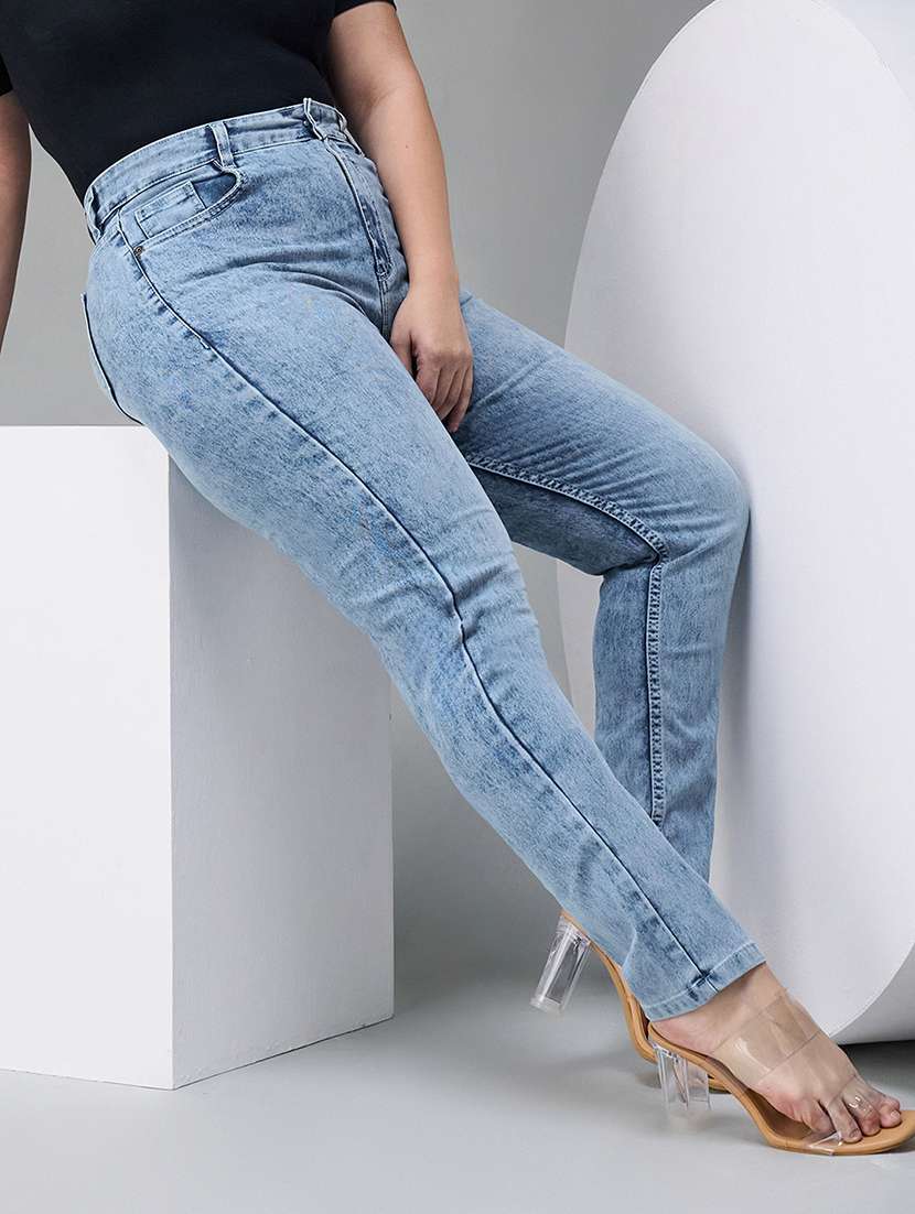 women solid high rise skinny jean