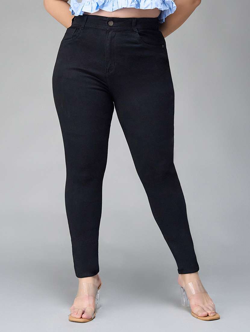 women solid high rise skinny jean