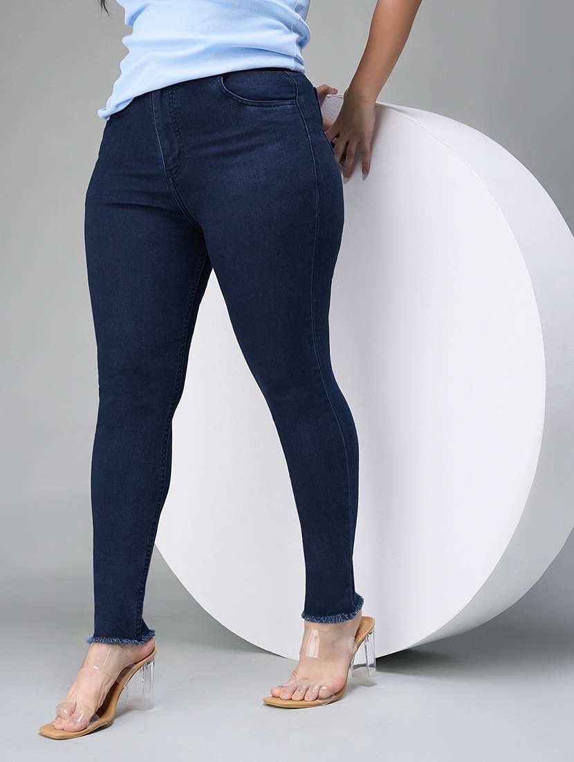 women solid high rise skinny jean