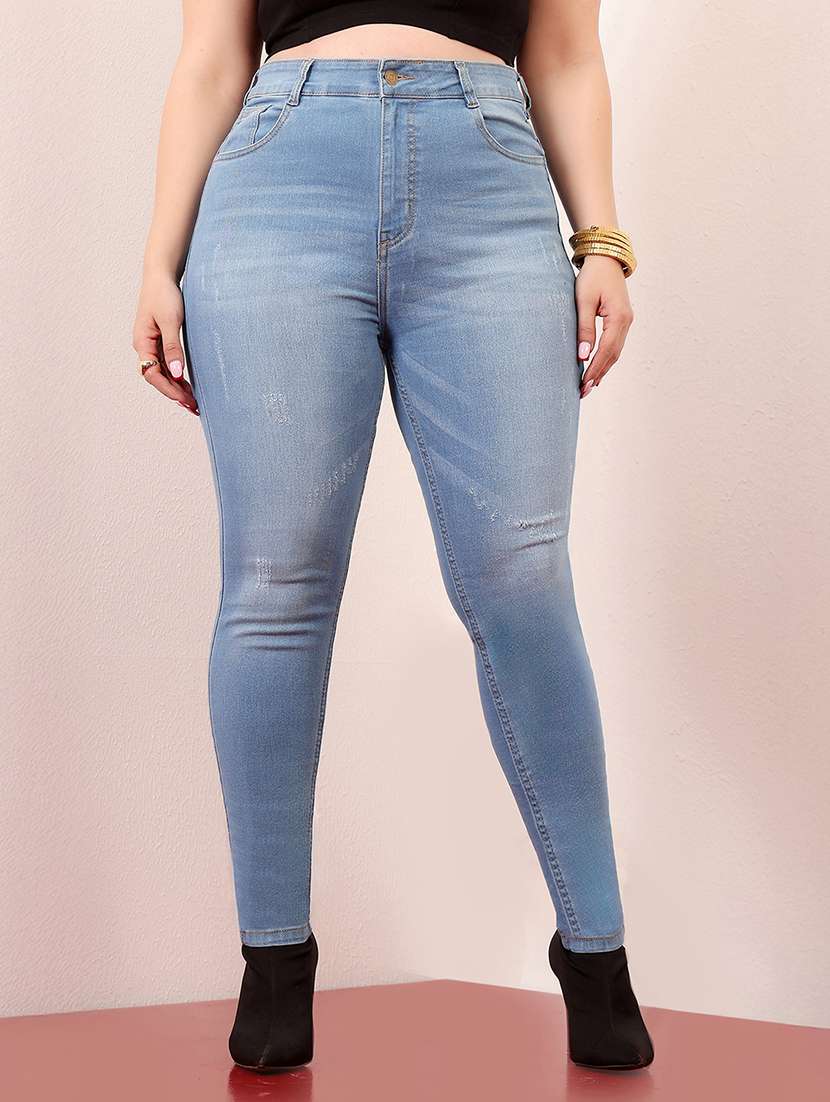 women solid high rise skinny jean