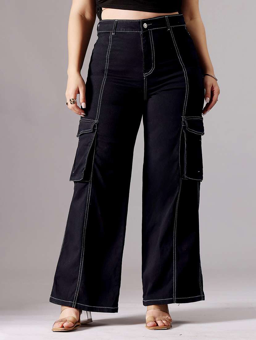 women solid high rise cargo