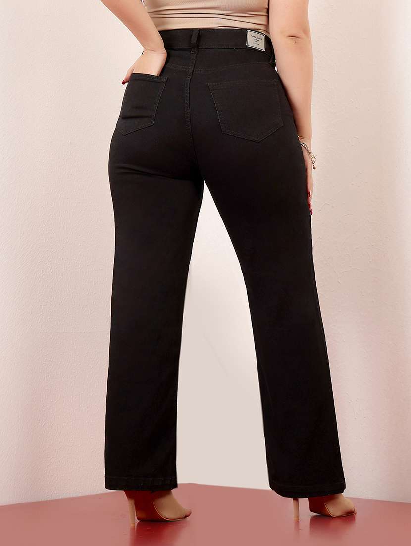 women solid high rise bootcut jeans - 22403035 -  Standard Image - 3