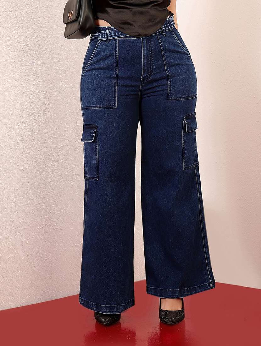 women solid high rise cargo - 22403083 -  Standard Image - 3