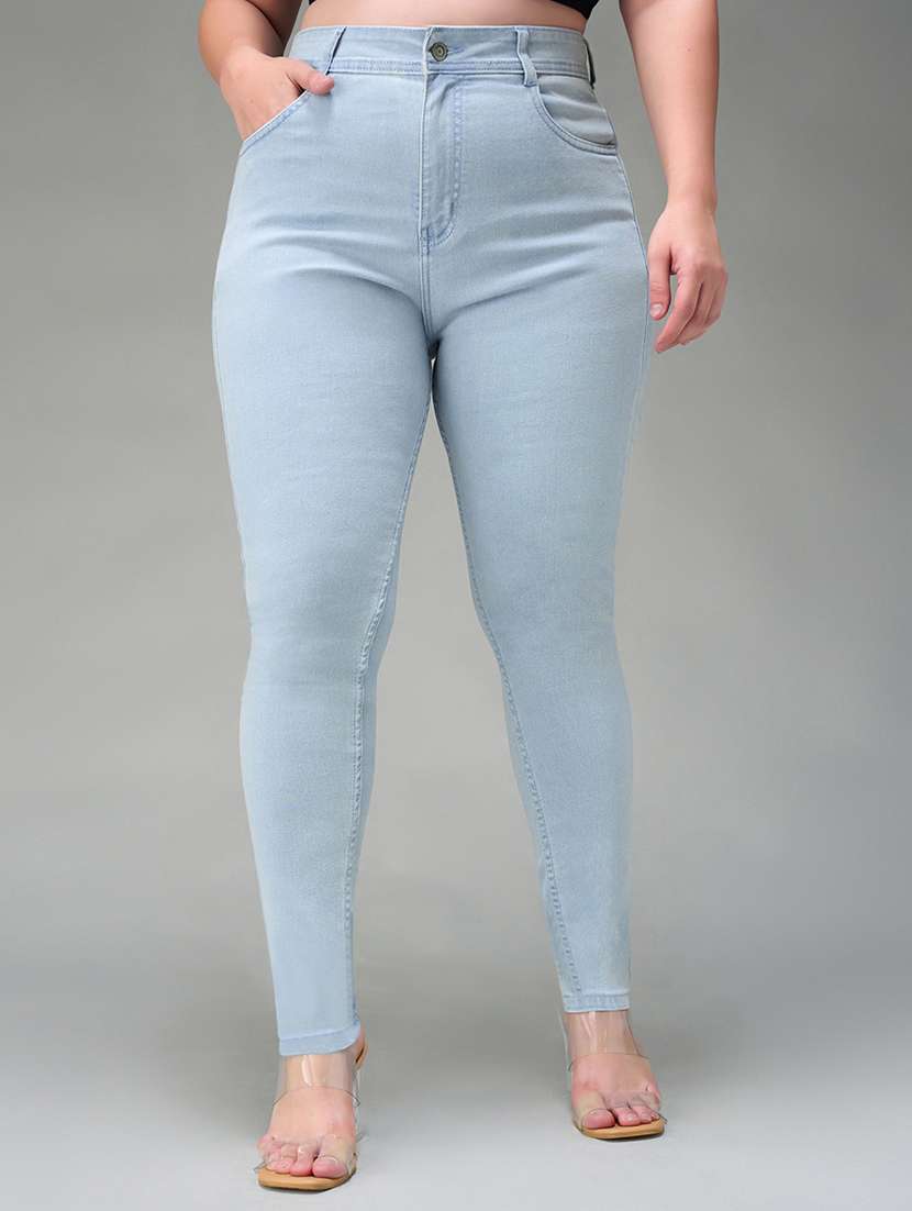women solid high rise skinny jean