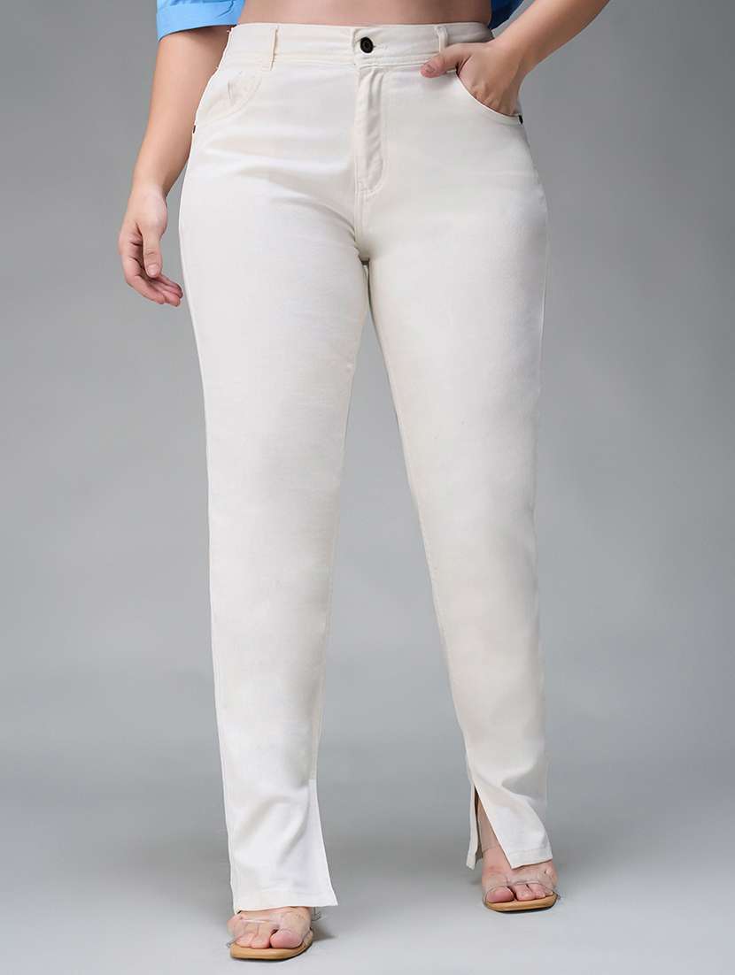 women solid high rise slim fit jeans