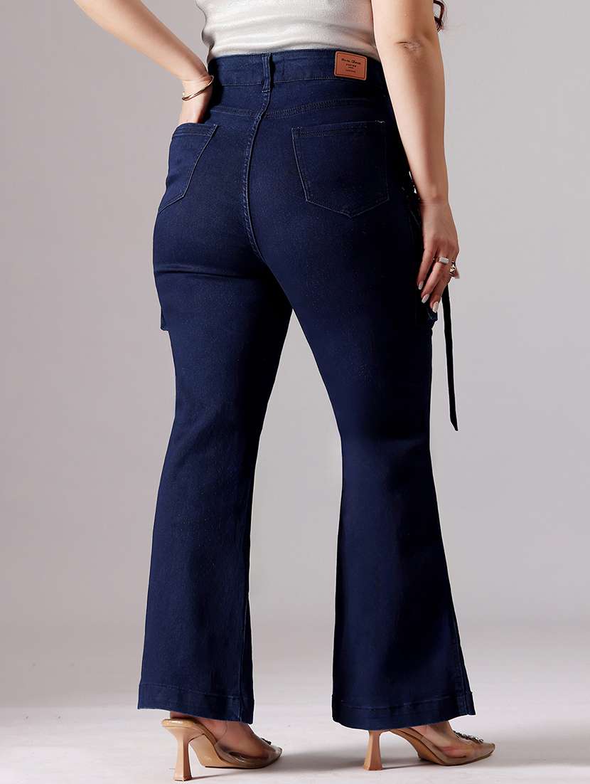 women solid high rise bootcut jeans - 22403112 -  Standard Image - 3