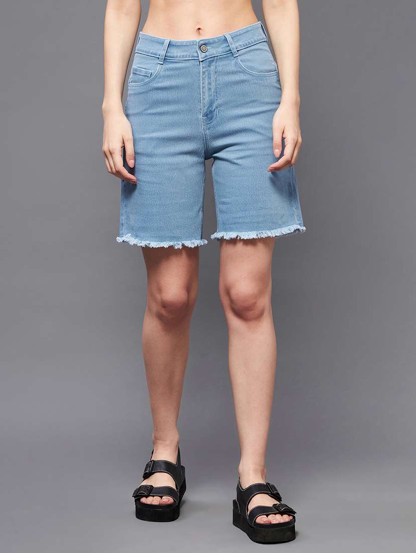 women high rise denim bermuda short
