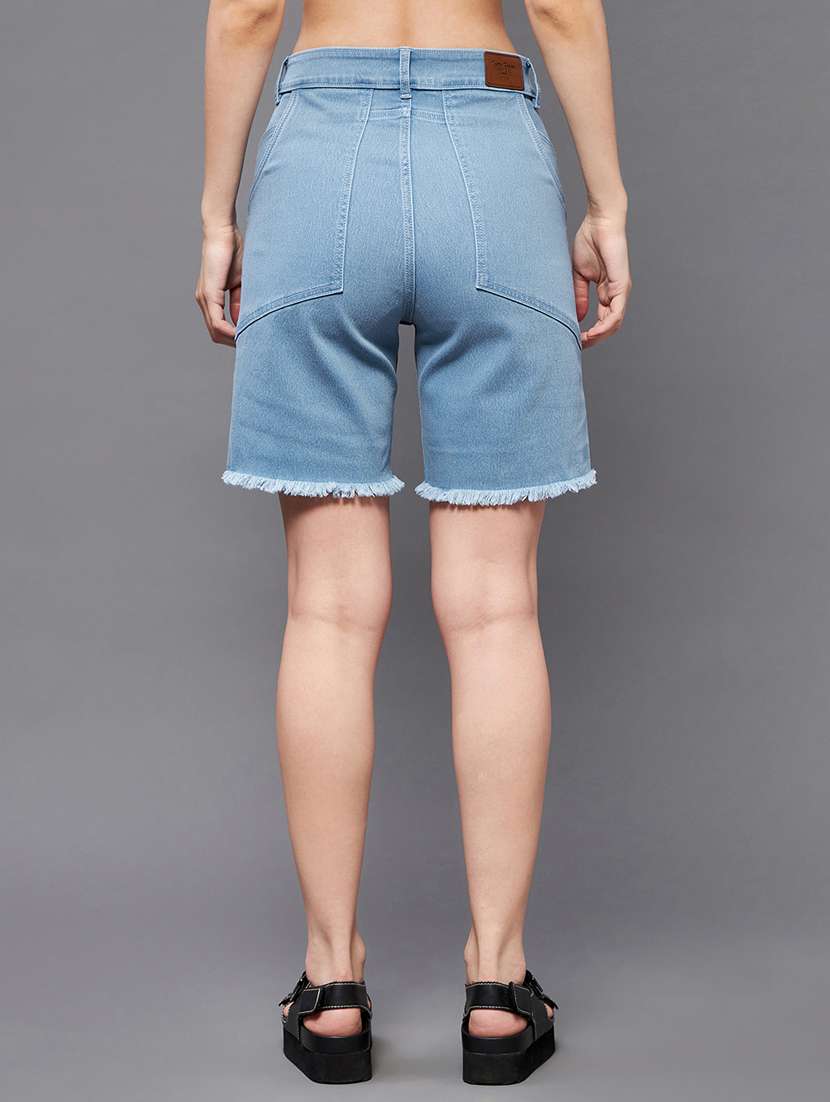women high rise denim bermuda short - 22403136 -  Standard Image - 3