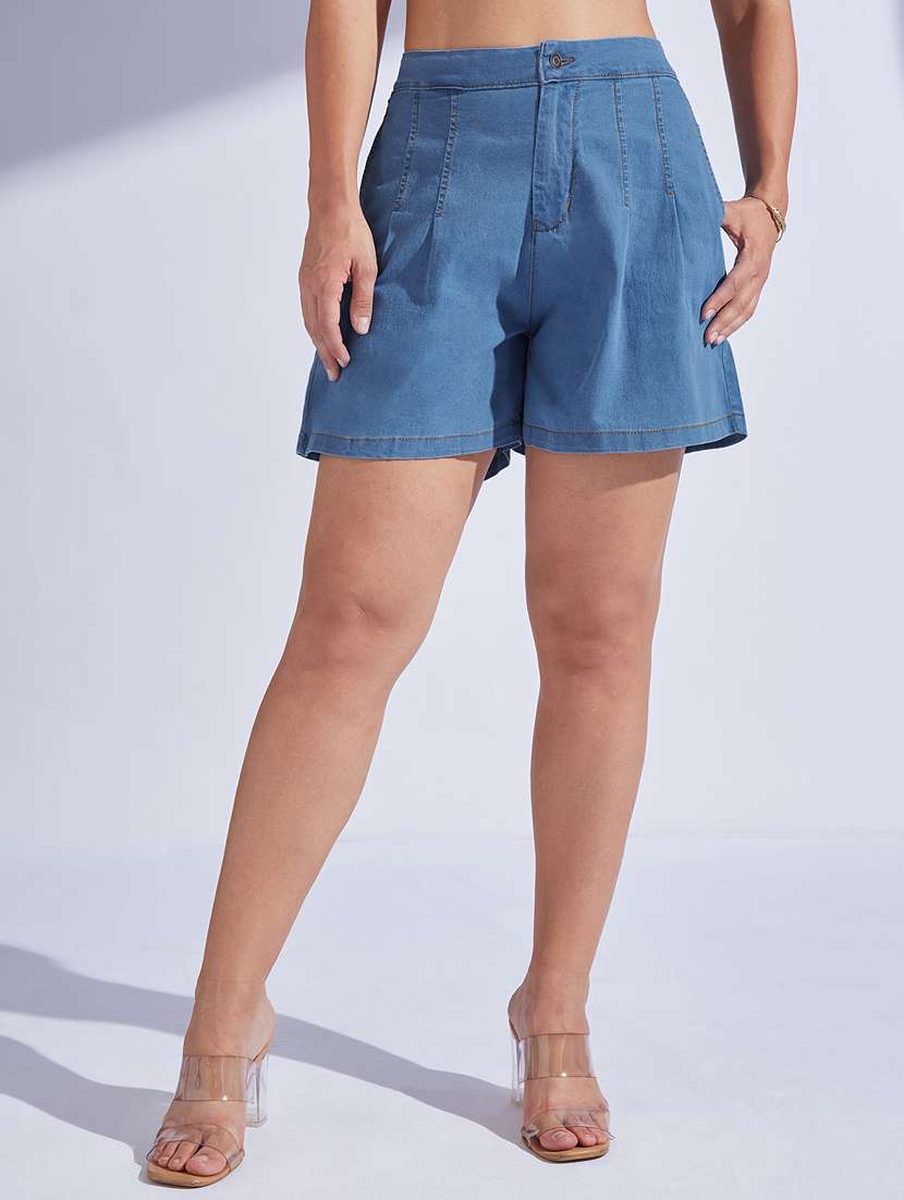 women high rise denim shorts 