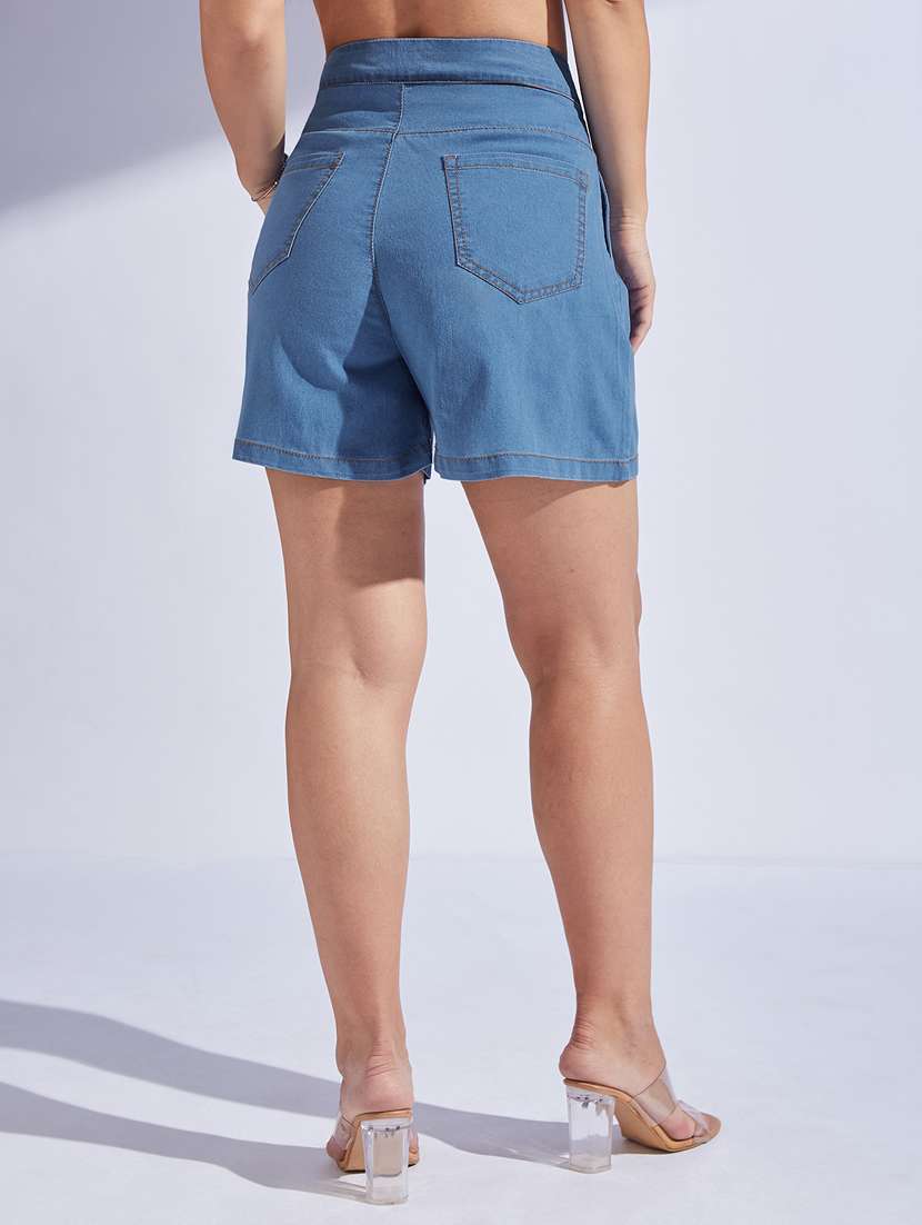 women high rise denim shorts  - 22403143 -  Standard Image - 3