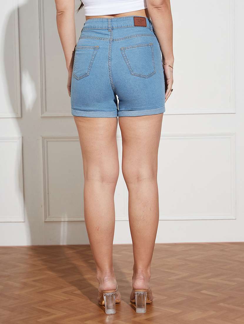women high rise denim shorts  - 22403152 -  Standard Image - 3