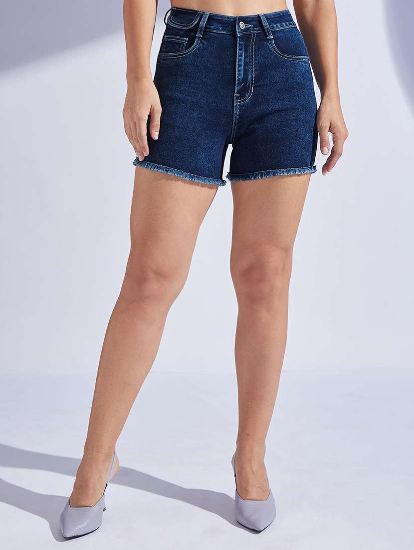 women high rise denim shorts 