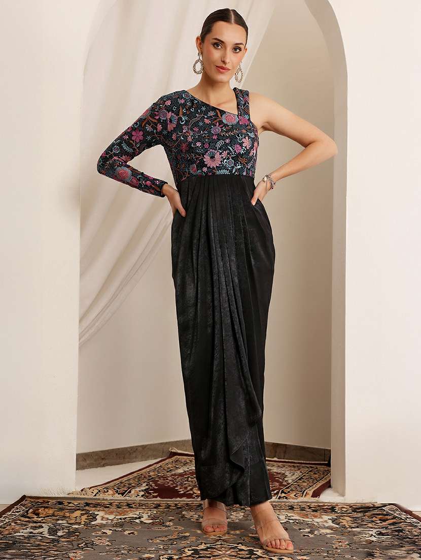 women embroidered single shoulder sheath dress - 22403189 -  Standard Image - 3