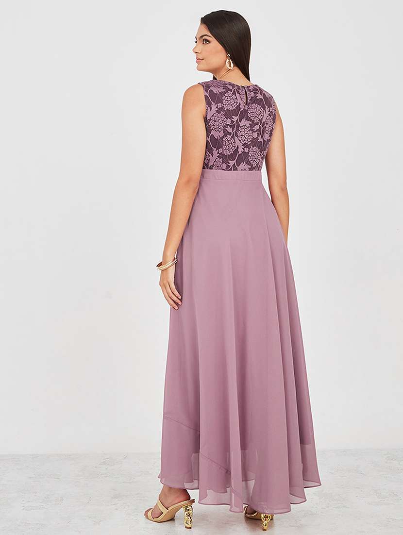 women self designed sleeveless lace fit & flare dress - 22403210 -  Standard Image - 3