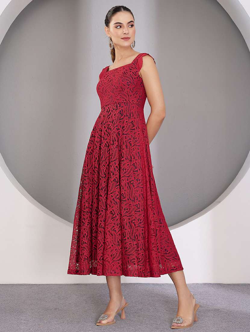 women self designed sleeveless lace fit & flare dress - 22403216 -  Standard Image - 3