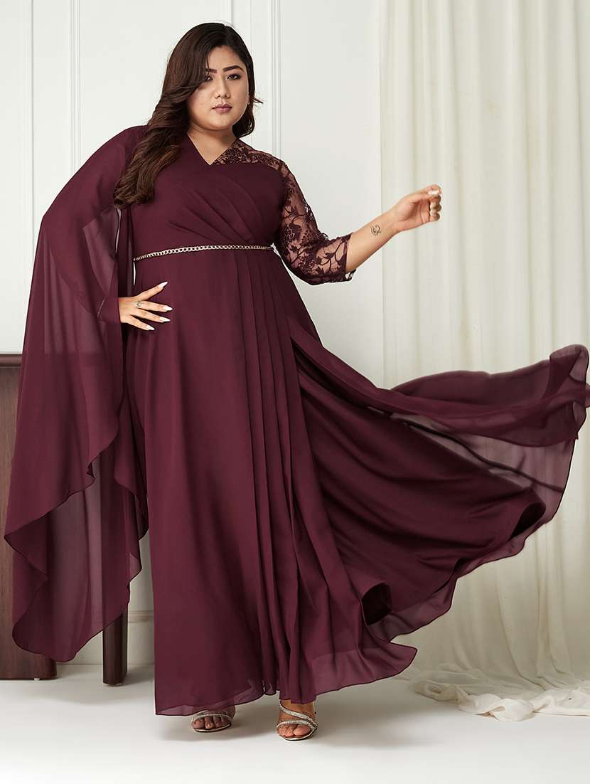 women plus size solid drape flared dress