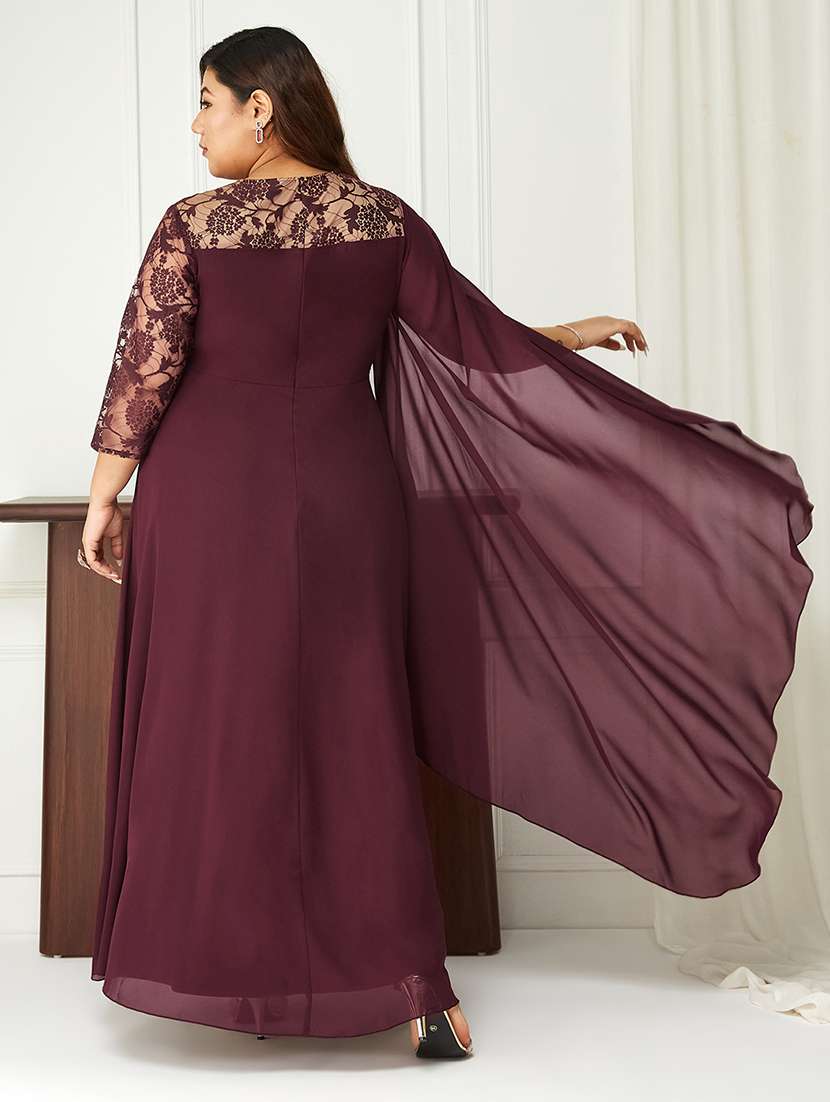 women plus size solid drape flared dress - 22403220 -  Standard Image - 3