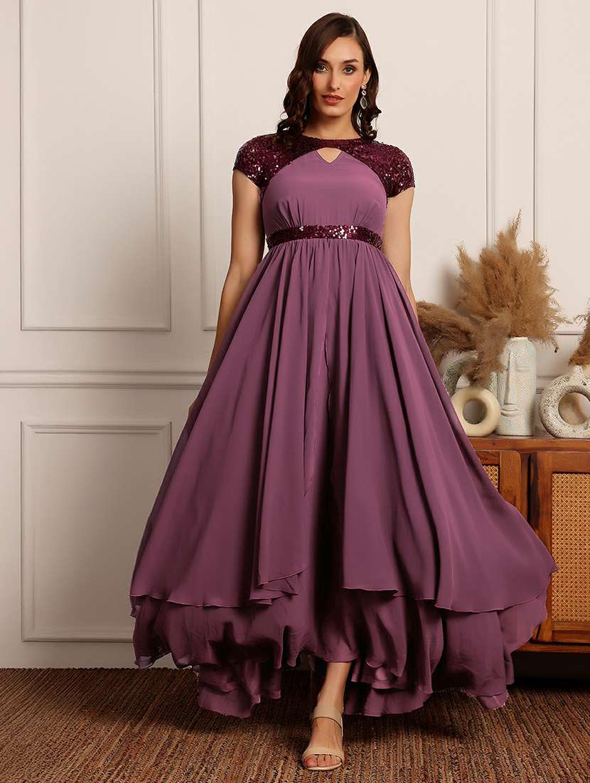 women sequined short sleeve layered dress