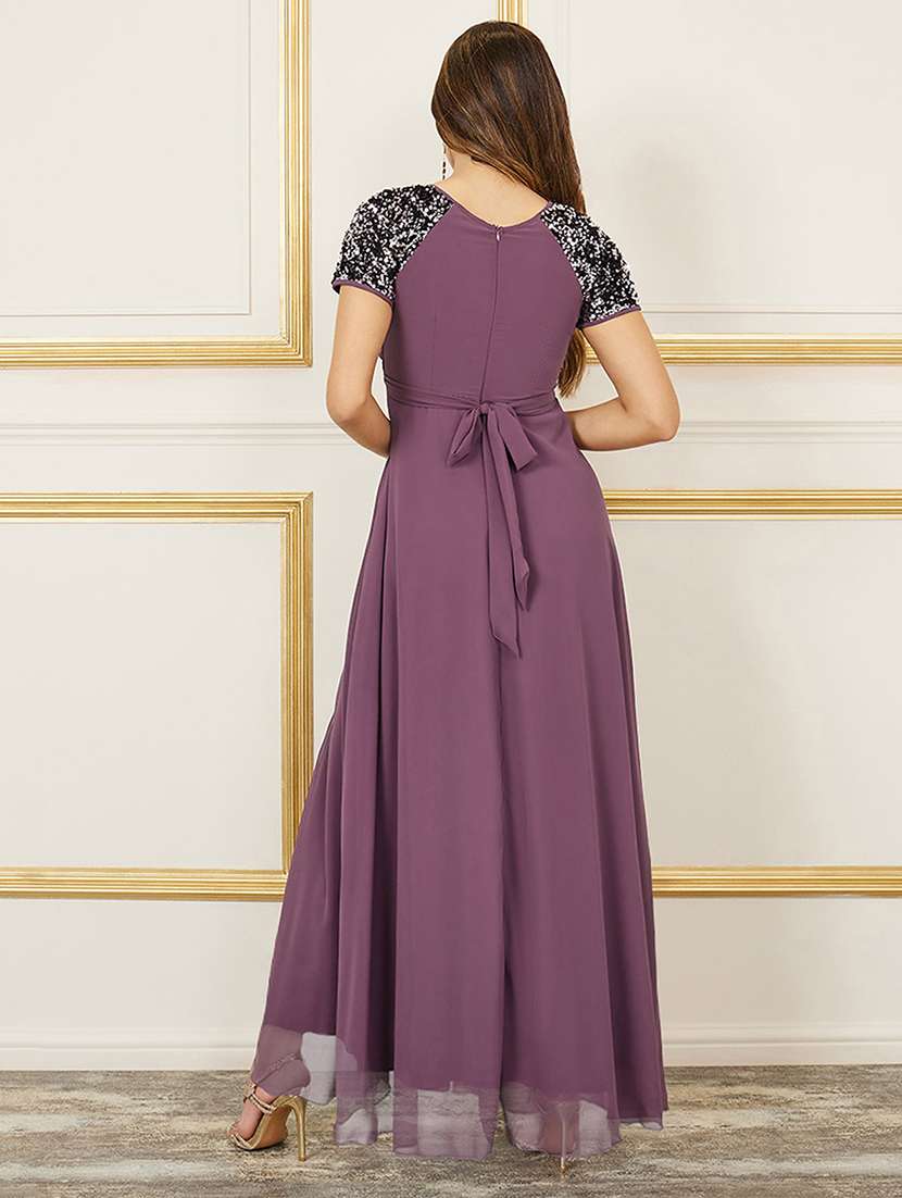 women sequined short sleeve fit & flare dress - 22403228 -  Standard Image - 3