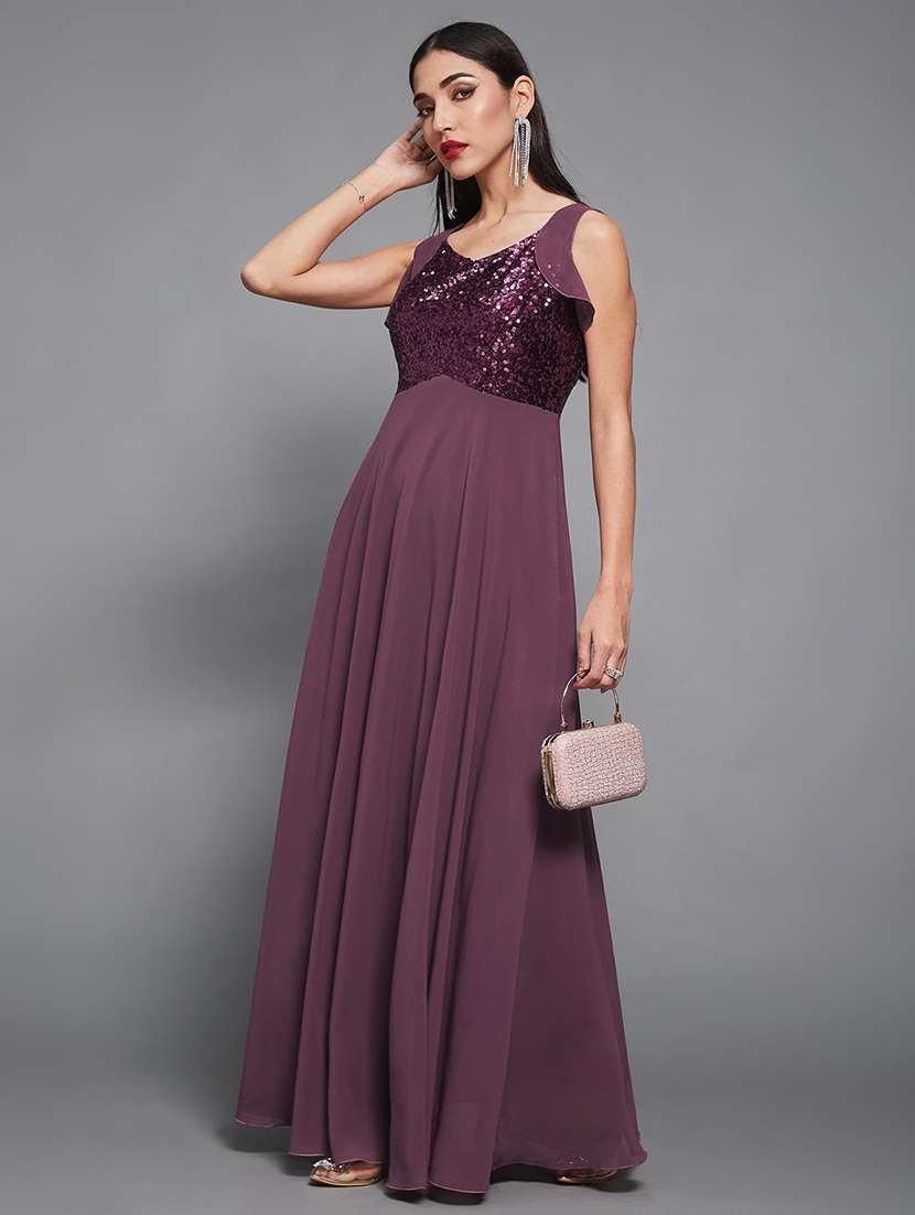 women sequined sleeveless fit & flare dress