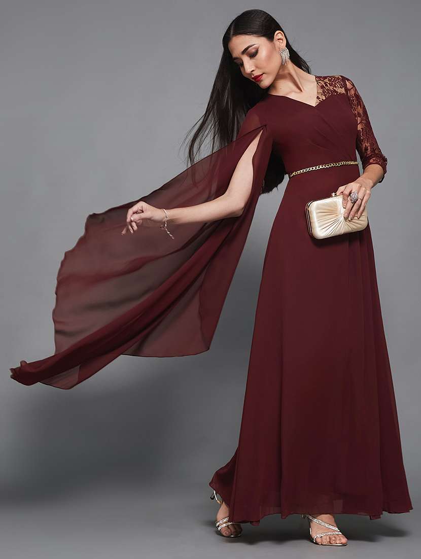 women self designed lace fit & flare dress