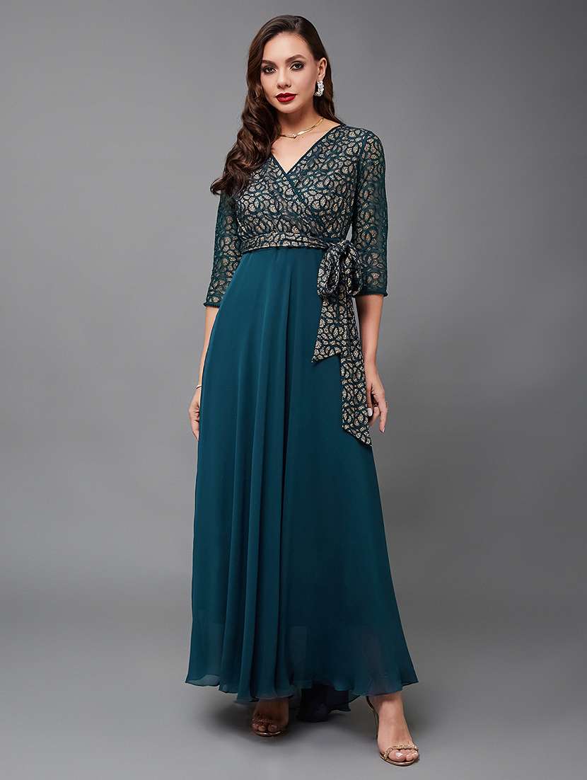 women self designed lace fit & flare dress - 22403235 -  Standard Image - 3