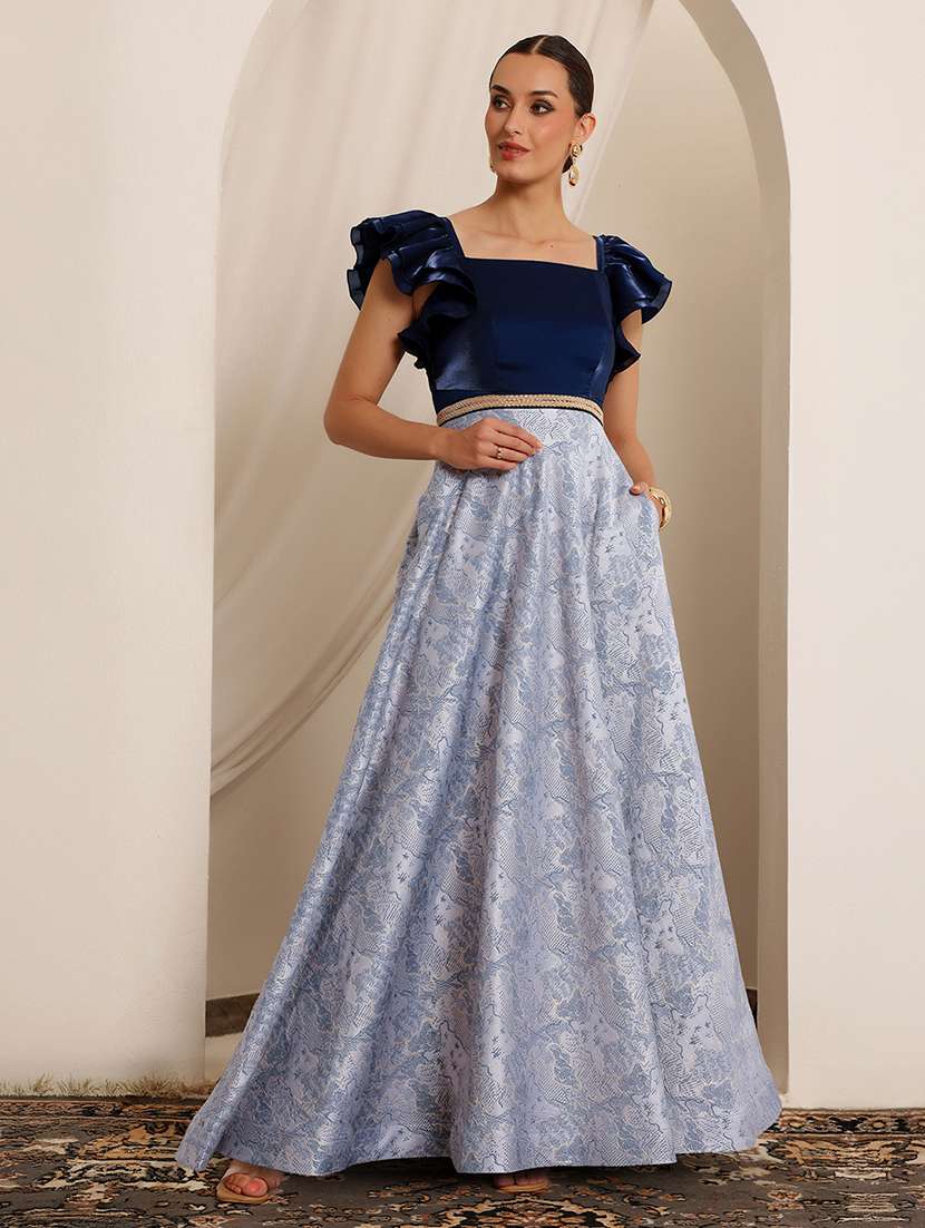 women printed ruffle sleeve fit & flare dress - 22403236 -  Standard Image - 3