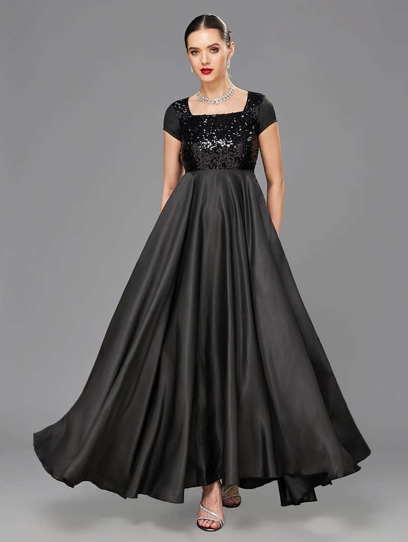 women sequined short sleeve fit & flare dress