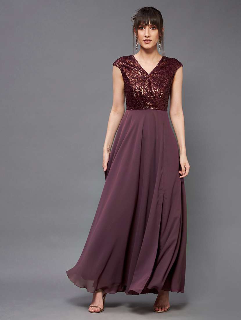 women sequined sleeveless fit & flare dress