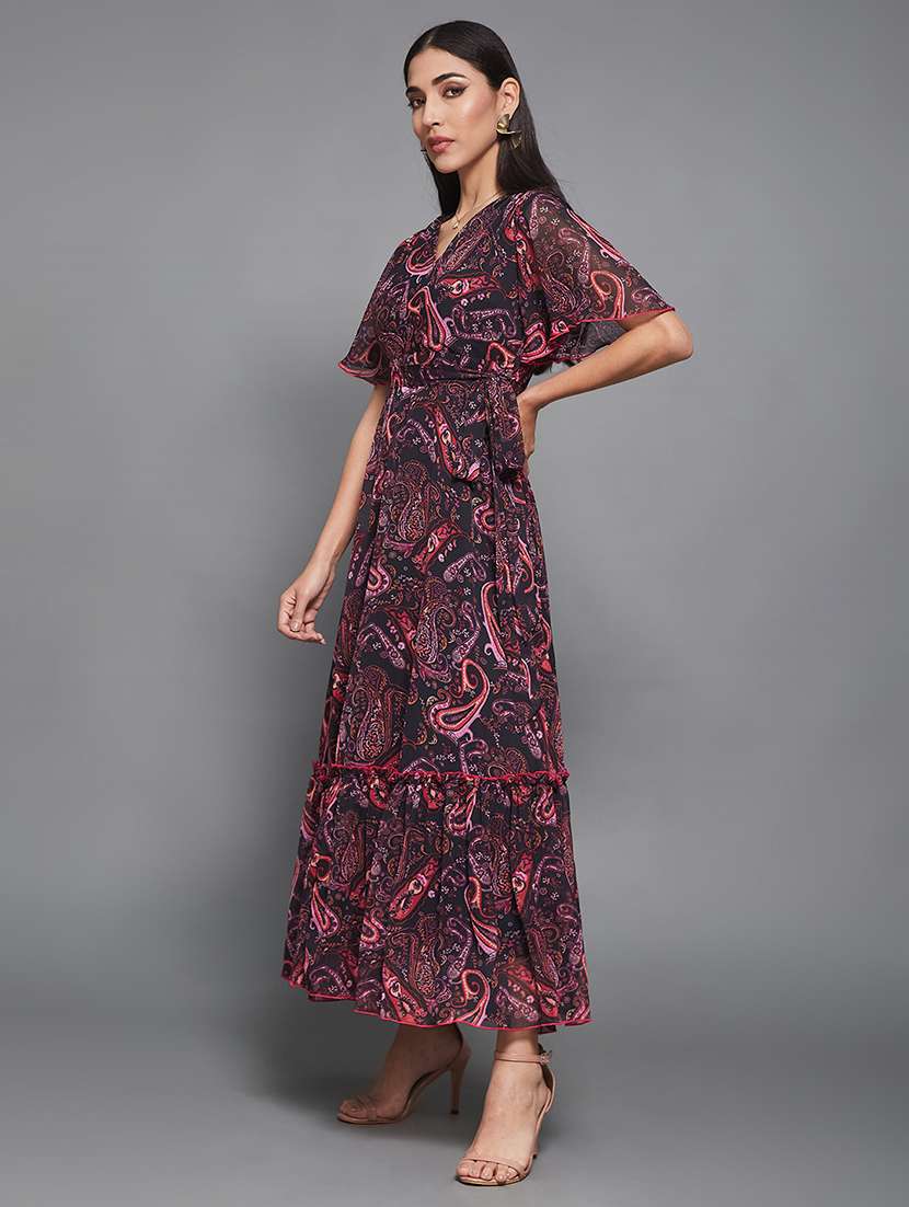 women printed flared sleeve tiered dress - 22403254 -  Standard Image - 3