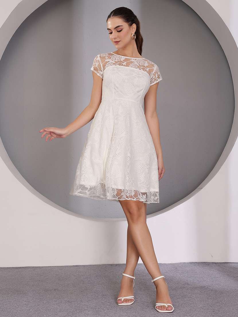 women self desinged lace fit & flared dress - 22403259 -  Standard Image - 3