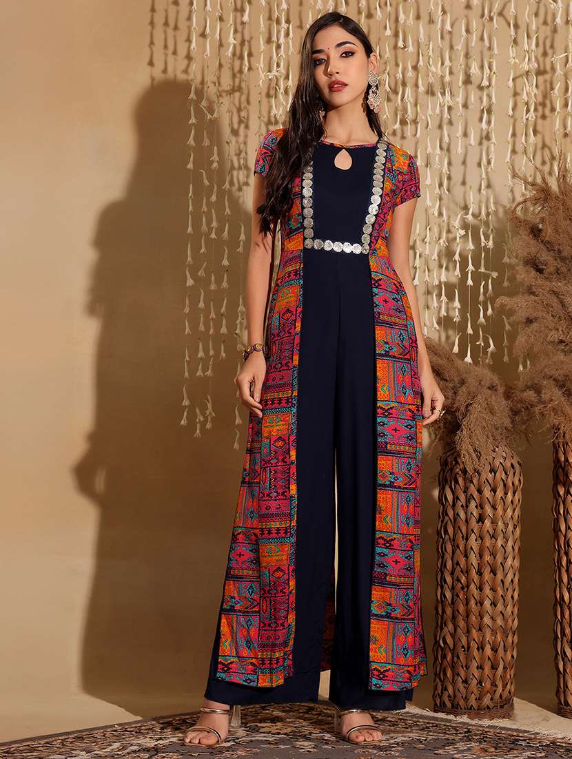 Women Printed Short Sleeve Fusion Jumpsuit - 22403272 -  Standard Image - 3
