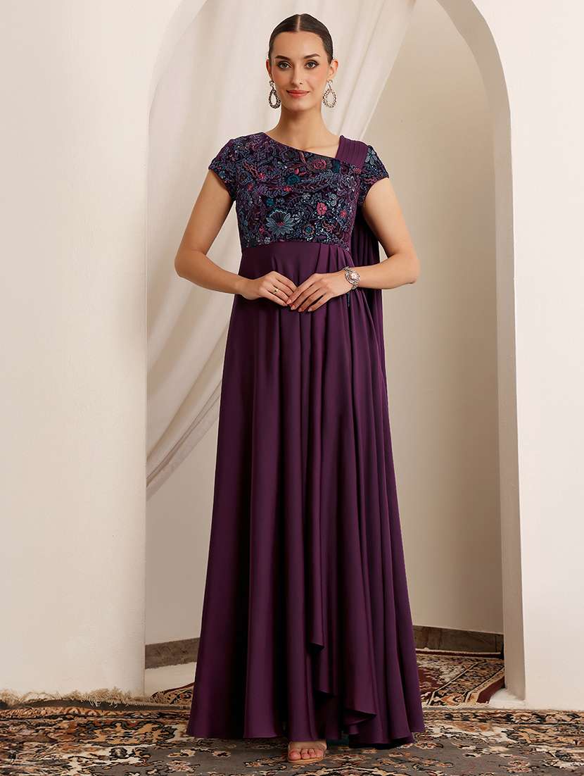 women embroidetred short sleeve fit & flare dress