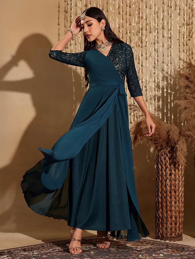 women sequined overlap neck flared dress - 22403287 -  Standard Image - 3