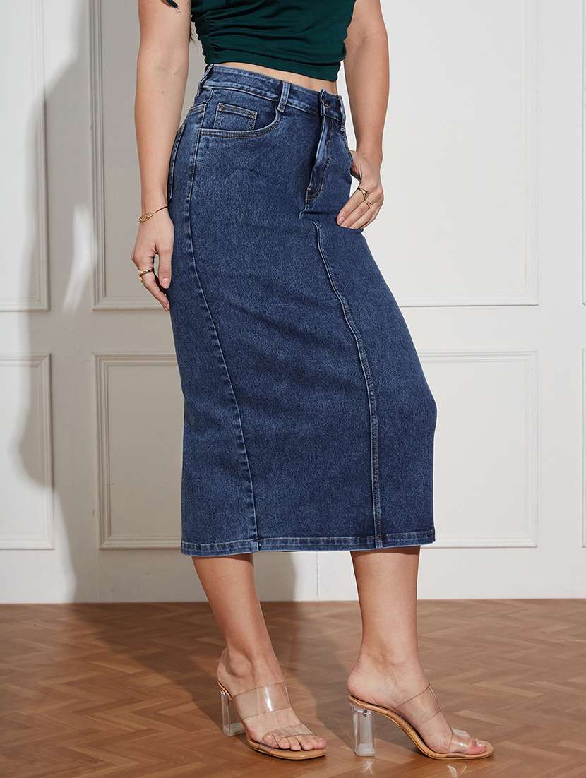 women solid high rise pencil skirt - 22403310 -  Standard Image - 3