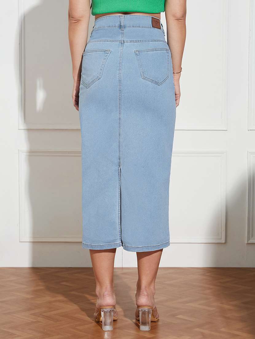women solid high rise bodycon skirt - 22403313 -  Standard Image - 3