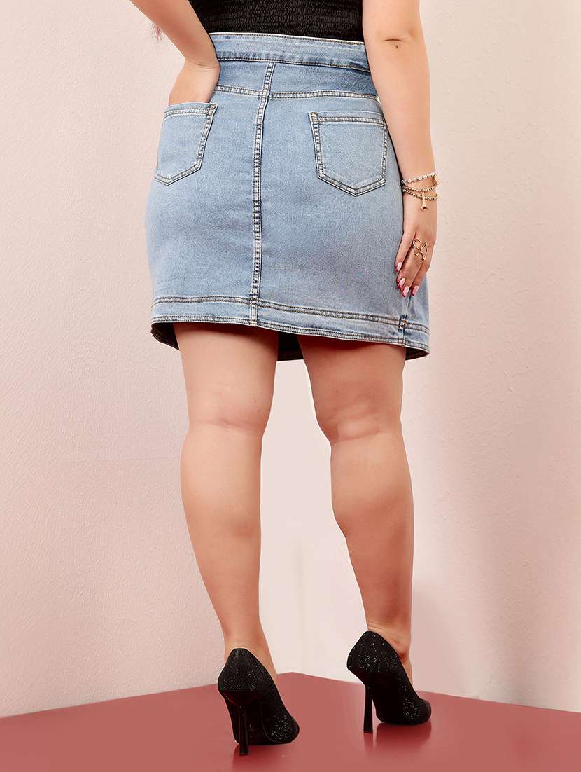 women solid high rise wrap skirt - 22403337 -  Standard Image - 3